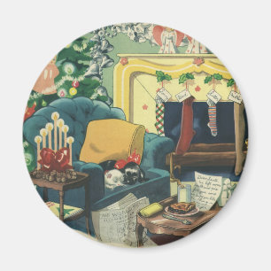 Weihnachtsmänner im Wohnzimmer Magnet