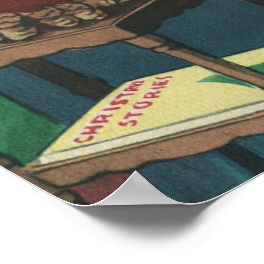 Weihnachtsmänner im Wohnzimmer Poster (Ecke)