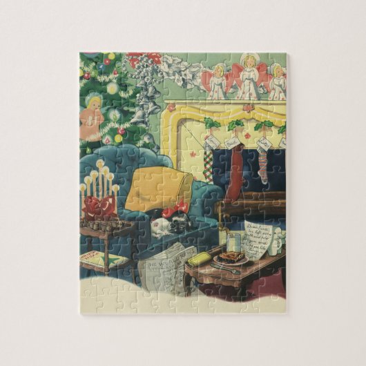 Weihnachtsmänner im Wohnzimmer Puzzle (Vertikal)