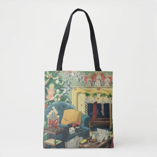 Weihnachtsmänner im Wohnzimmer Tasche (Vorderseite)