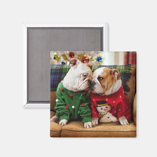 Weihnachtsmänner in Sweatern Magnet (Vorderseite/Rückseite)