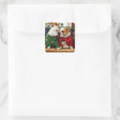 Weihnachtsmänner in Sweatern Quadratischer Aufkleber (Tasche)