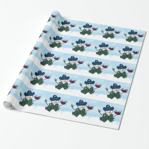 Weihnachtsmänner mit Cowboyhut Geschenkpapier
