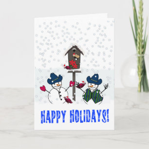 Weihnachtsmänner mit Cowboyhüten Feiertagskarte