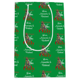 Weihnachtsmänner nur Abstrakter Roter Grüner Baum Mittlere Geschenktüte