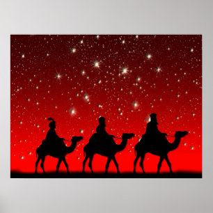 Weihnachtsmänner Red Sky Star Lite Nacht Poster
