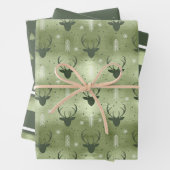 Weihnachtsmänner, Streifen und Tannenbaume ID864 Geschenkpapier Set (Beispiel)