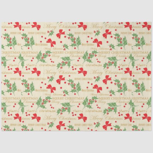 Weihnachtsmänner und Holly Seidenpapier (Vorderseite)