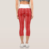 Weihnachtsmänner und Schneeflocken Rot & Weiß Must Capri Leggings (Rückseite)