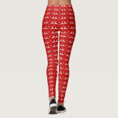Weihnachtsmänner und Schneeflocken Rot & Weiß Must Leggings (Rückseite)