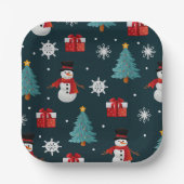 Weihnachtsmänner Weihnachtsbäume Feiertags-Geschen Pappteller (Vorderseite)