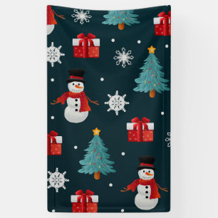 Weihnachtsmänner Weihnachtsbäume und Geschenke Mus Banner