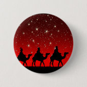 WeihnachtsMänners-rote Himmel-Sternlite-Nacht Button (Vorderseite)