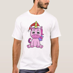 Weihnachtsmannhut Festliches Einhorn T-Shirt