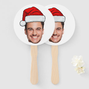 Weihnachtsmannhut mit individuellem Gesichtsfoto W Fächer