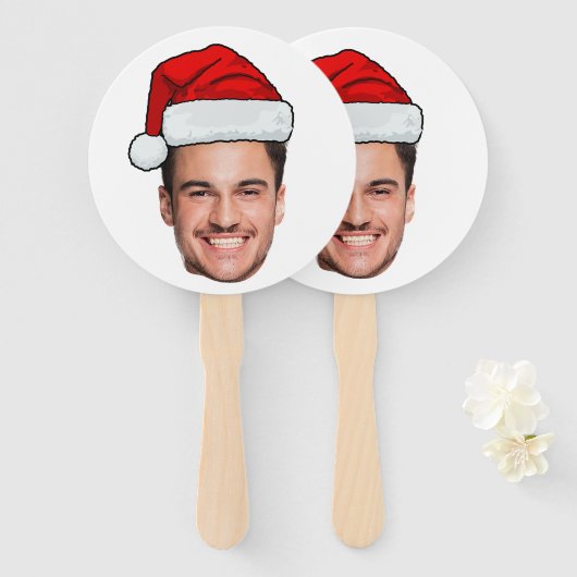 Weihnachtsmannhut mit individuellem Gesichtsfoto W Fächer (Vorne und Hinten)