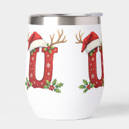 Weihnachtsmannhut-Monogramm Anfangsbuchstabe U Fro
