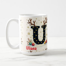 Weihnachtsmannhut-Monogramm Anfangsbuchstabe U Fro Kaffeetasse