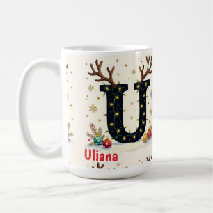 Weihnachtsmannhut-Monogramm Anfangsbuchstabe U Fro Kaffeetasse