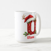 Weihnachtsmannhut Monogramm Anfangsbuchstabe U Fro Kaffeetasse (VorderseiteRechts)