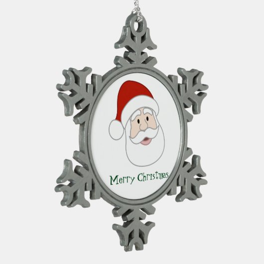 Weihnachtsmannillustration u. -text schneeflocken Zinn-Ornament (Links)