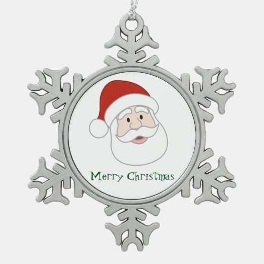 Weihnachtsmannillustration u. -text schneeflocken Zinn-Ornament (Vorderseite)