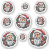Weihnachtsmannkopf mit Kranz - 9  Aufkleber (Vorderseite)