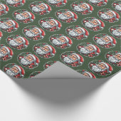 Weihnachtsmannkopf mit Kranz - Geschenkpapier (Ecke)