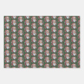 Weihnachtsmannkopf mit Kranz -  Geschenkpapier Set (Vorderseite 3)