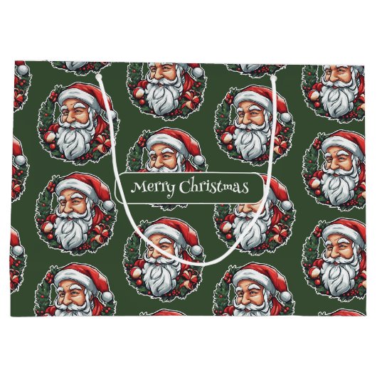 Weihnachtsmannkopf mit Kranz -  Große Geschenktüte (Rückseite)