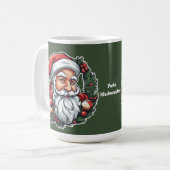 Weihnachtsmannkopf mit Kranz - Kaffeetasse (Vorderseite Links)