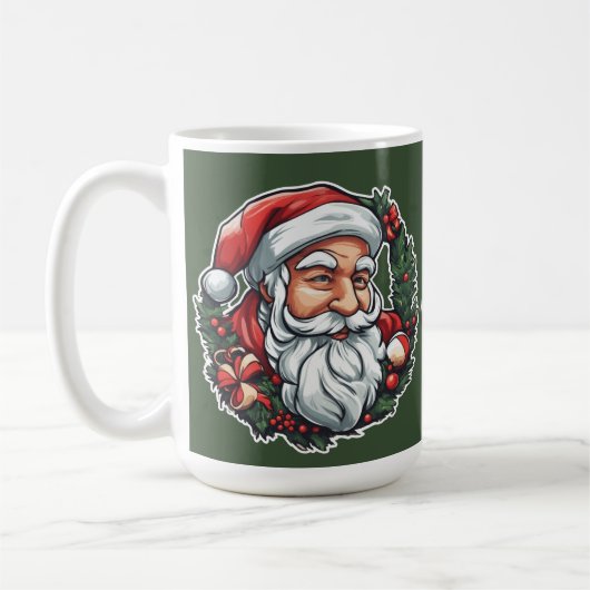 Weihnachtsmannkopf mit Kranz - Kaffeetasse (Links)