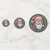 Weihnachtsmannkopf mit Kranz -  Konfetti (Vorderseiten)