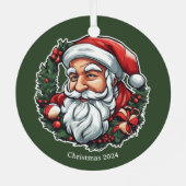 Weihnachtsmannkopf mit Kranz - Ornament Aus Metall (Rückseite)