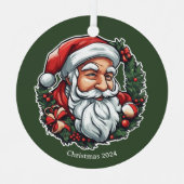 Weihnachtsmannkopf mit Kranz - Ornament Aus Metall (Vorderseite)