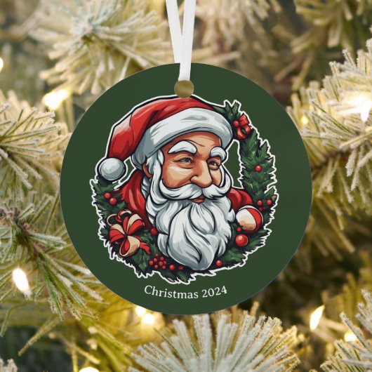 Weihnachtsmannkopf mit Kranz - Ornament Aus Metall (InSitu)