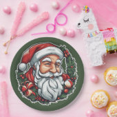 Weihnachtsmannkopf mit Kranz - Pappteller (Party)