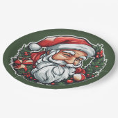 Weihnachtsmannkopf mit Kranz - Pappteller (Schrägansicht)