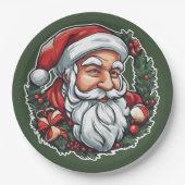 Weihnachtsmannkopf mit Kranz - Pappteller (Vorderseite)