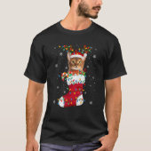 Weihnachtsmannmütze Abyssinian Katztier in Socken T-Shirt (Vorderseite)