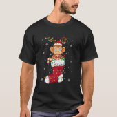Weihnachtsmannmütze Affentier in Socken Xmas Baumh T-Shirt (Vorderseite)