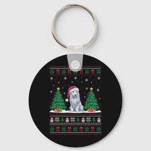 Weihnachtsmannmütze Akbash Hund Weihnachtsbaum Lic Schlüsselanhänger