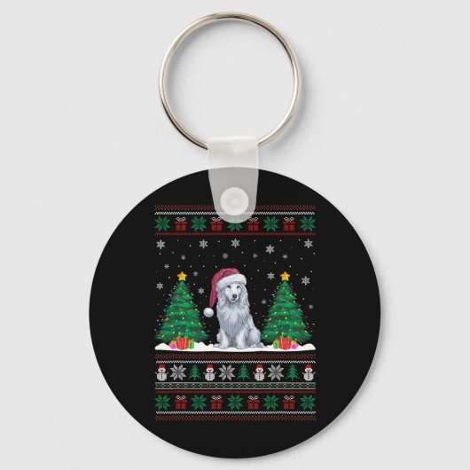 Weihnachtsmannmütze Akbash Hund Weihnachtsbaum Lic Schlüsselanhänger (Vorderseite)