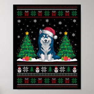 Weihnachtsmannmütze Alaskan Klee Kai Dog Xmas Tree Poster