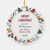 Weihnachtsmannmütze Alaskan Malamute Weihnachtsfot Keramik Ornament (Hinten)