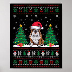 Weihnachtsmannmütze American Bulldog Xmas Tree Lig Poster