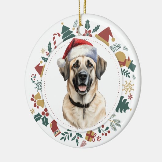 Weihnachtsmannmütze Anatolian Shepherd Dog Weihnac Keramik Ornament (Links)