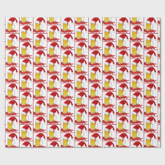 Weihnachtsmannmütze auf Bier-Tasse Geschenkpapier (Flach)
