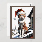 Weihnachtsmannmütze auf dem Dach Postkarte (Vorne/Hinten)