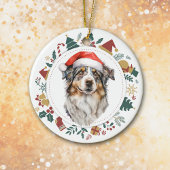 Weihnachtsmannmütze Australian Shepherd Dog Weihna Keramik Ornament